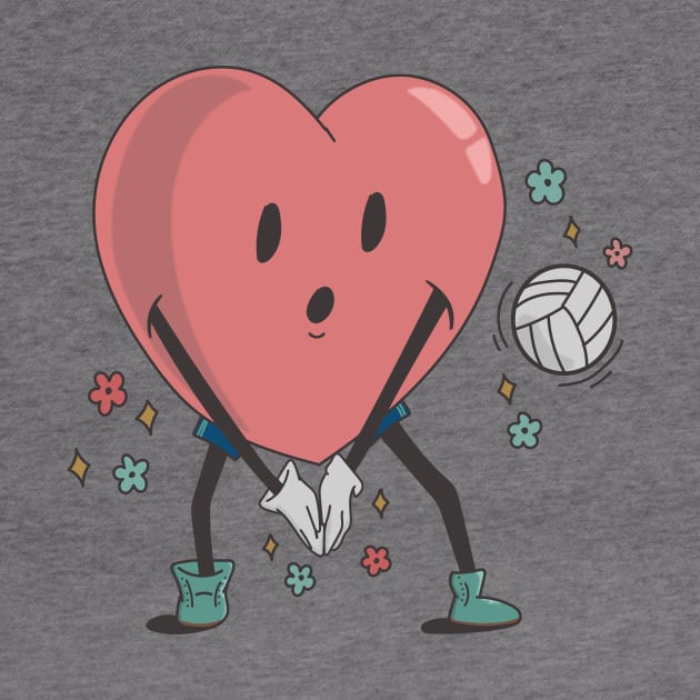 Retro Volleyball Heart Shirt, Volleyball Valentines Day Gift by mcoshop